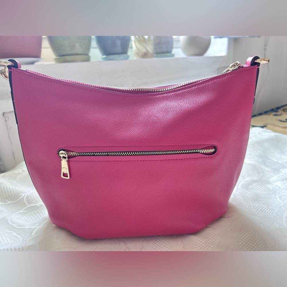 Coach pebbled pink hobo 2way crossbody shoulder leather bag with removal strap - Picture 10 of 17